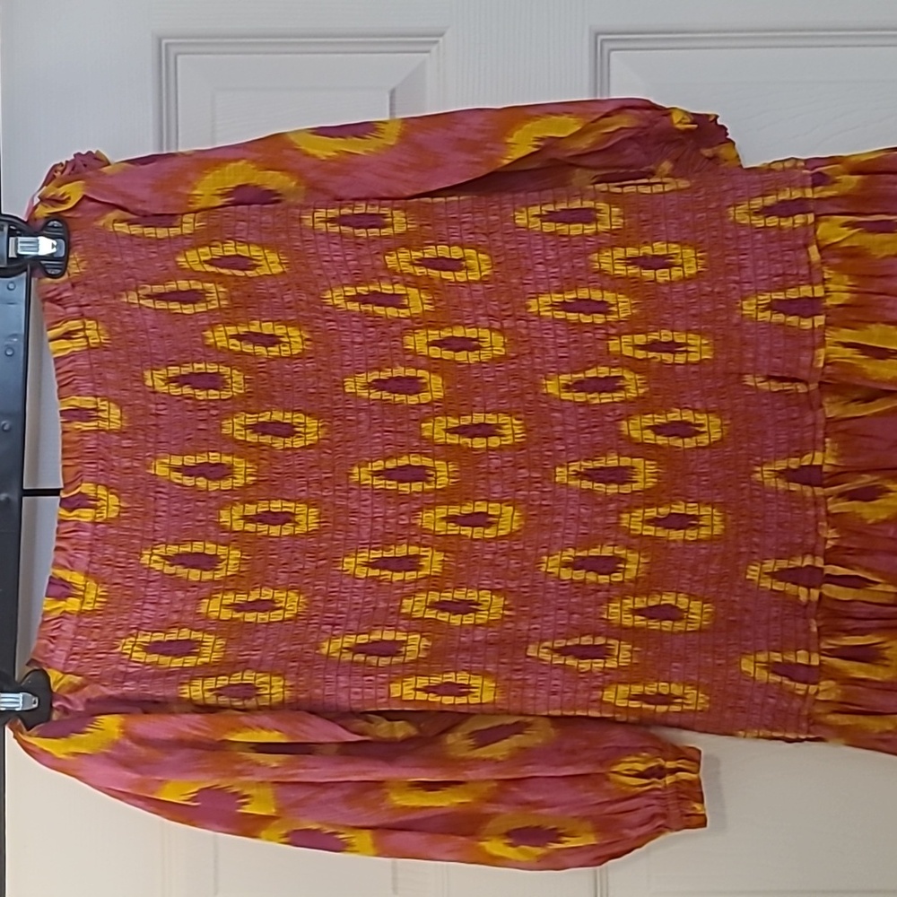 Zara Smocked Off Shoulder Maxi Dress Size L - Picture 2 of 6